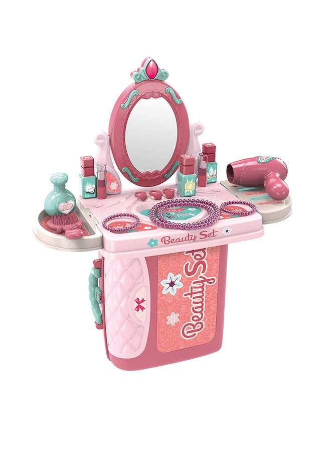 Lightweight Compact Pretend Beauty Dresser Vanity Makeup Play Set For Girls