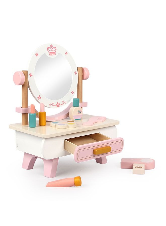 Fashion Princess Girls Makeup Set Pretend Play make up Wooden Dressing Table Toy