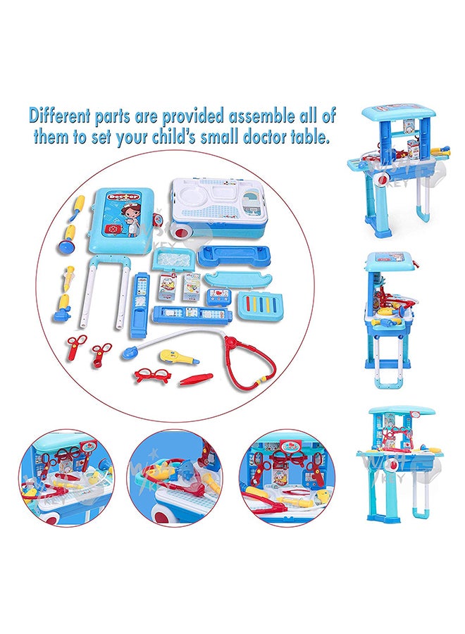 2 In 1 Little Pretend Doctor Play Set With Suitcase Trolley Educational Toy For Kids 63x53x25cm