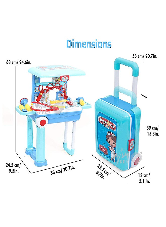 2 In 1 Little Pretend Doctor Play Set With Suitcase Trolley Educational Toy For Kids 63x53x25cm