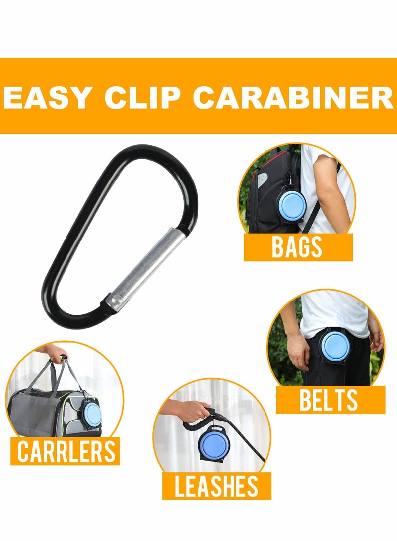 Collapsible Dog Bowls, Portable Travel Pet Feeder Bowl, 2 in 1 Expandable Silicone Pet Food & Water Double Bowl, Cat Feeder Dish with Carabiner for Walking, Traveling, Hiking, Camping（Blue）