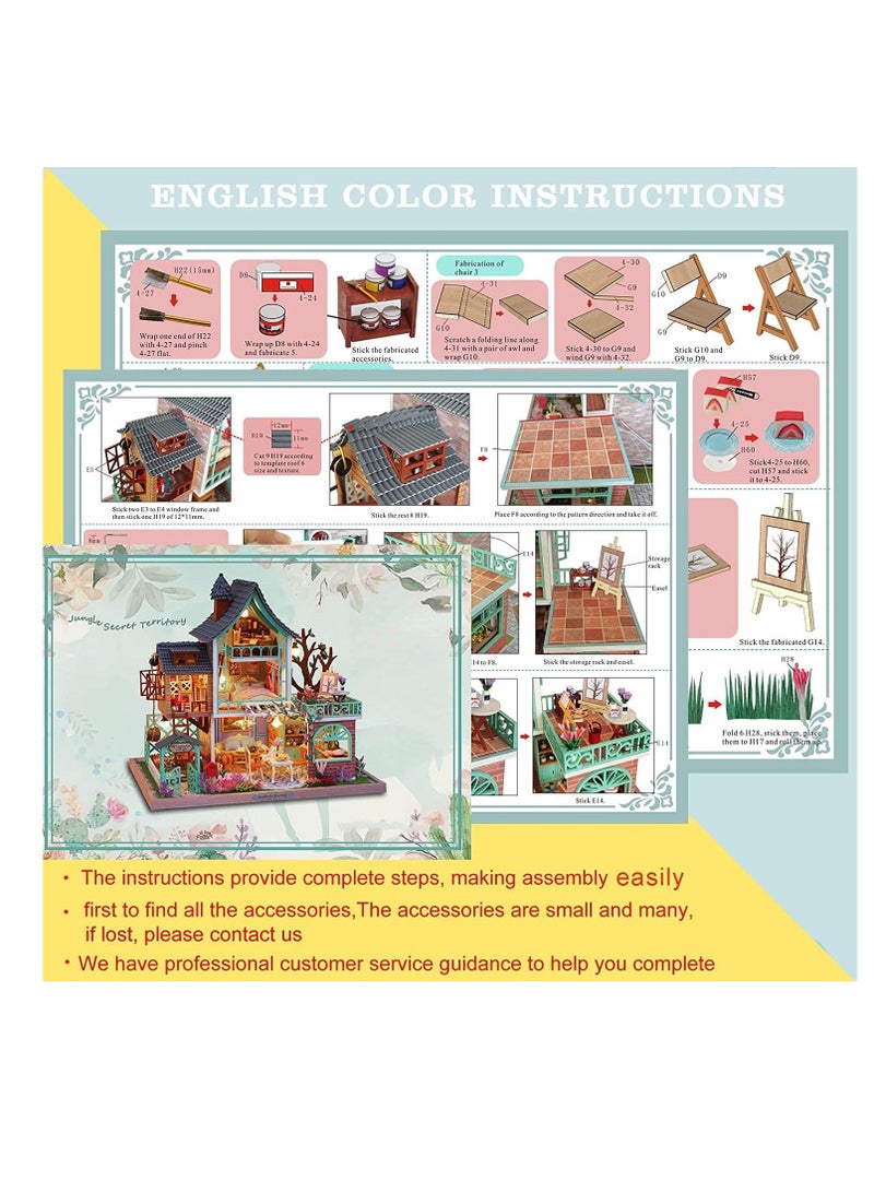 DIY Dollhouse Miniature with Furniture,Wooden Crafts Model Mini Handmade Kit with Dust Proof Cover and Music Box,1:24 Scale Creative Room Birthday Gift Idea for Adult Friend Lover