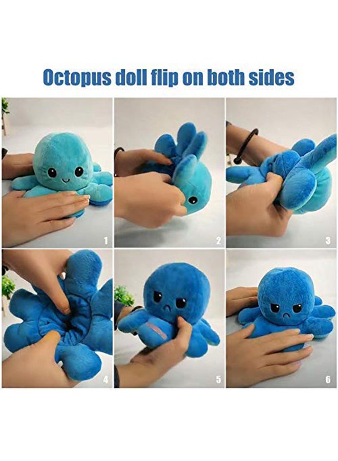 Non-Toxic Soft Double-Sided Flip Octopus Plush Toys With Different Expression On Both Side 20x10x10cm