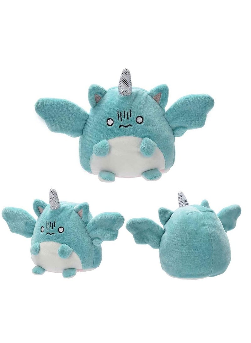 Reversible Plush 6 inches Plushies Unicorn Plush Cute Mood Plushie Stuffed for Adult Kids Girl Boy Gift White Blue