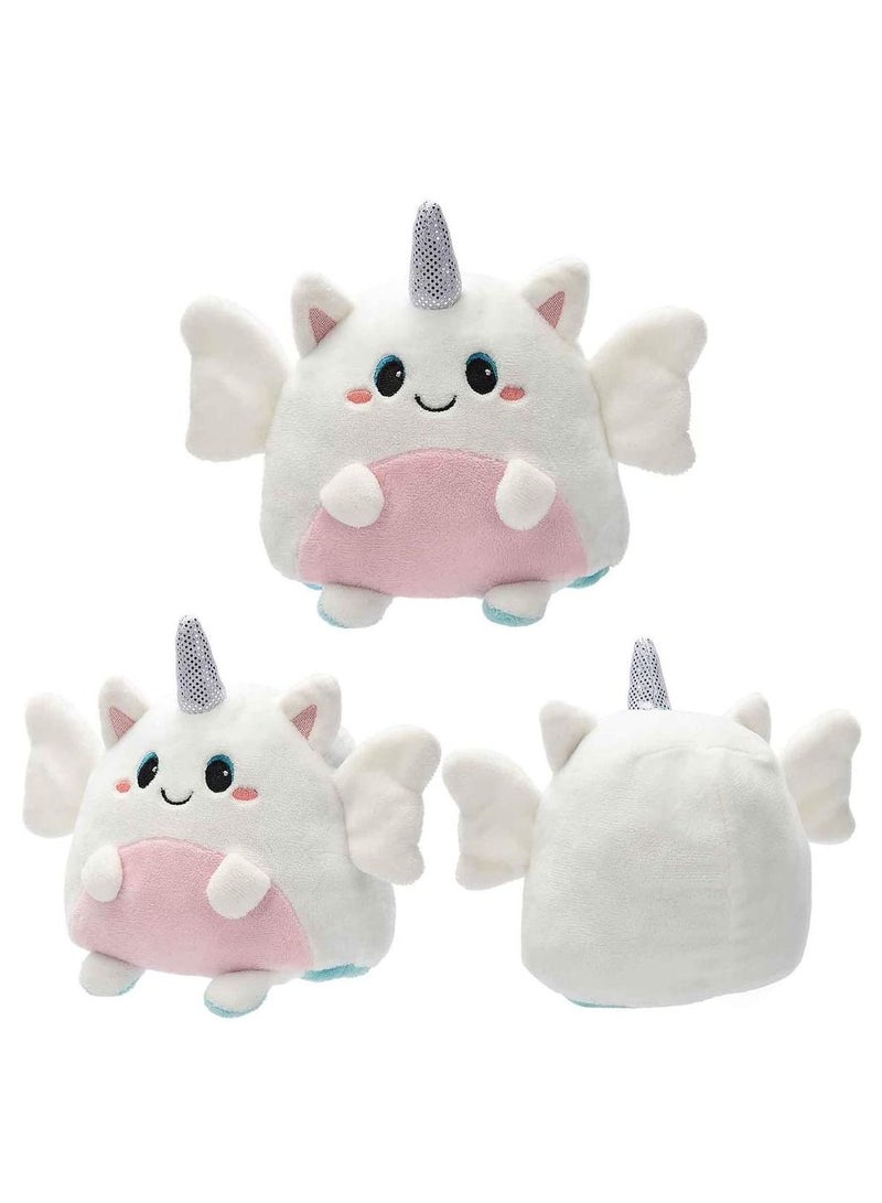 Reversible Plush 6 inches Plushies Unicorn Plush Cute Mood Plushie Stuffed for Adult Kids Girl Boy Gift White Blue