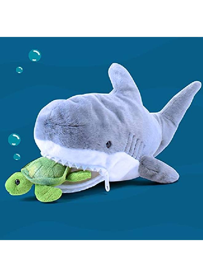 15Inch Plush Shark Stuffed Animal With 5 Piece Soft Stuffed Sea Animals Includes Stuffed Octopus Crab Turtle Stingray And Blue Whale