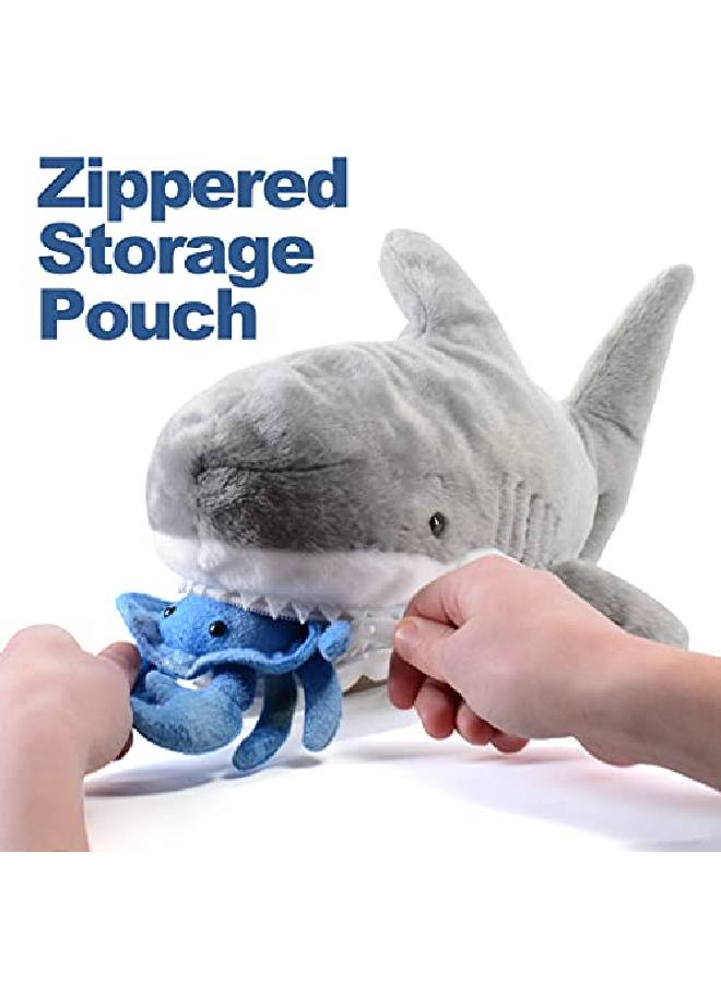 15Inch Plush Shark Stuffed Animal With 5 Piece Soft Stuffed Sea Animals Includes Stuffed Octopus Crab Turtle Stingray And Blue Whale