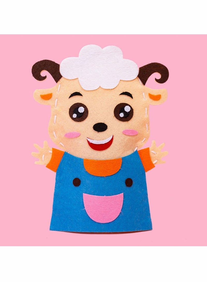 DIY Finger Puppets Dolls, 8 Pcs Hand Puppet Making Kit Felt Sock Puppet Making Set Animal Hand Puppet Craft Creative Play Party Supplies for Kids (Mixed)