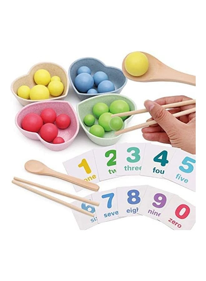 Wooden Beads Math Cards Counting Toy One size