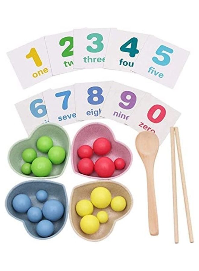 Wooden Beads Math Cards Counting Toy One size