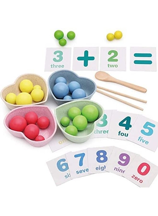 Wooden Beads Math Cards Counting Toy One size