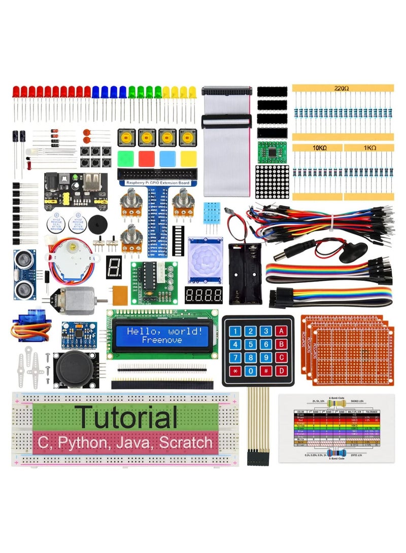 Freenove Ultimate Starter Kit for Raspberry Pi, Model 3B+ 3B 3A+ 2B 1B+ 1A+ Zero W, Python C Java, 57 Projects, 430+ Pages Detailed Tutorials, 220+ Components