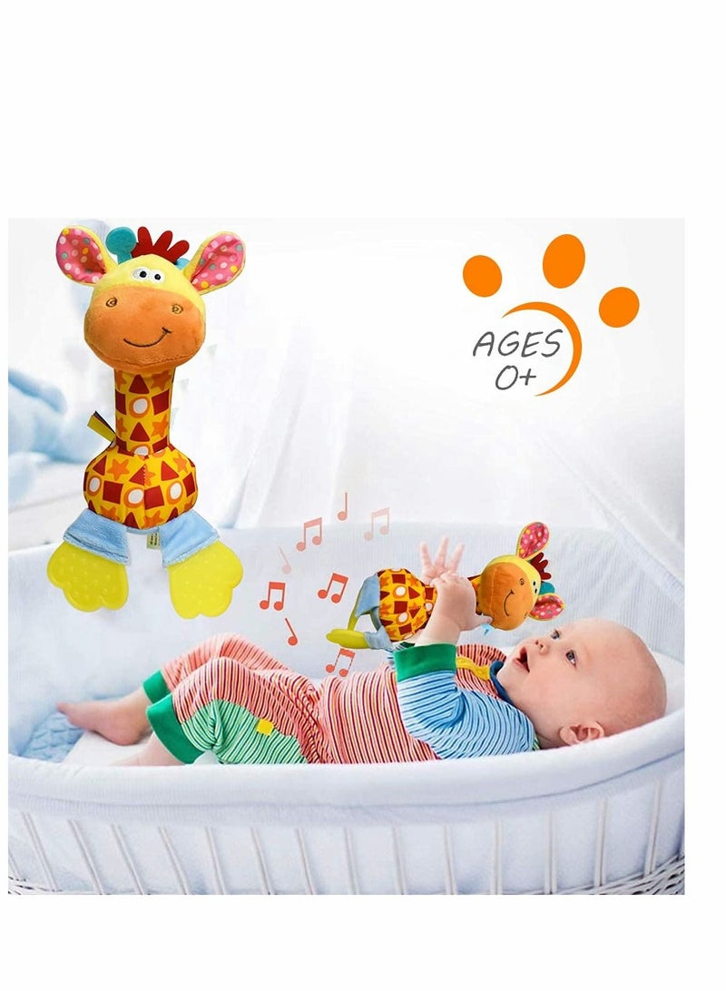 Baby Soft Rattles Shaker, Infant Developmental Hand Grip Baby Toys, Baby Sensory Learning Toys with Teether