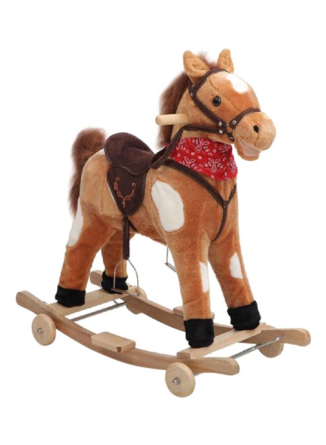 Rider Plush Wooden Rocking Horse With Wheels Toddler Ride On Toy ‎20.24x14.57x5.67cm