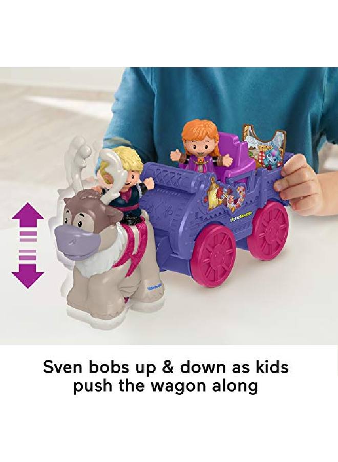 Little People Frozen 2 Anna & Kristoff?S Wagon Pushalong Vehicle With Character Figures For Toddlers And Preschool Kids