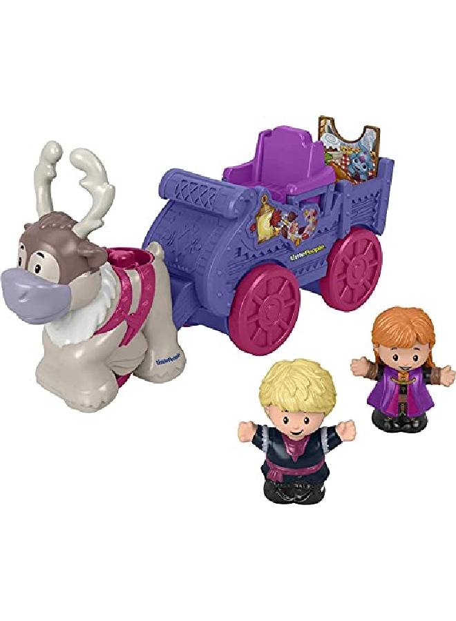 Little People Frozen 2 Anna & Kristoff?S Wagon Pushalong Vehicle With Character Figures For Toddlers And Preschool Kids