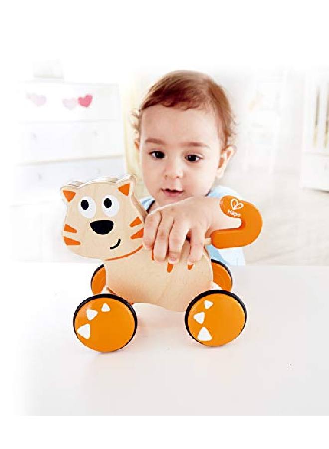 Dante Push And Go ;  Wooden Push Release & Go Cat Toddler Toy With Wheels