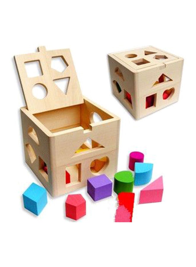 Wooden Blocks Shape Sorter Set Sturdy, Durable and Colorful, Assorted