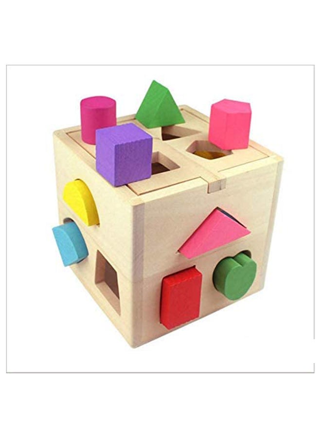 Wooden Blocks Shape Sorter Set Sturdy, Durable and Colorful, Assorted