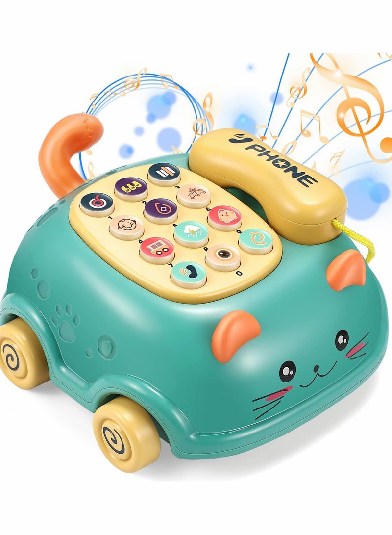 Baby Phone Toys, Baby Music Toys, Baby Musical Toys Car Toy, Toddler Toys Boys Girls Toy, Kids Pretend Phone, Kids Educational Development Toy, Cute Cat Face Toys with Light, Gift for Children