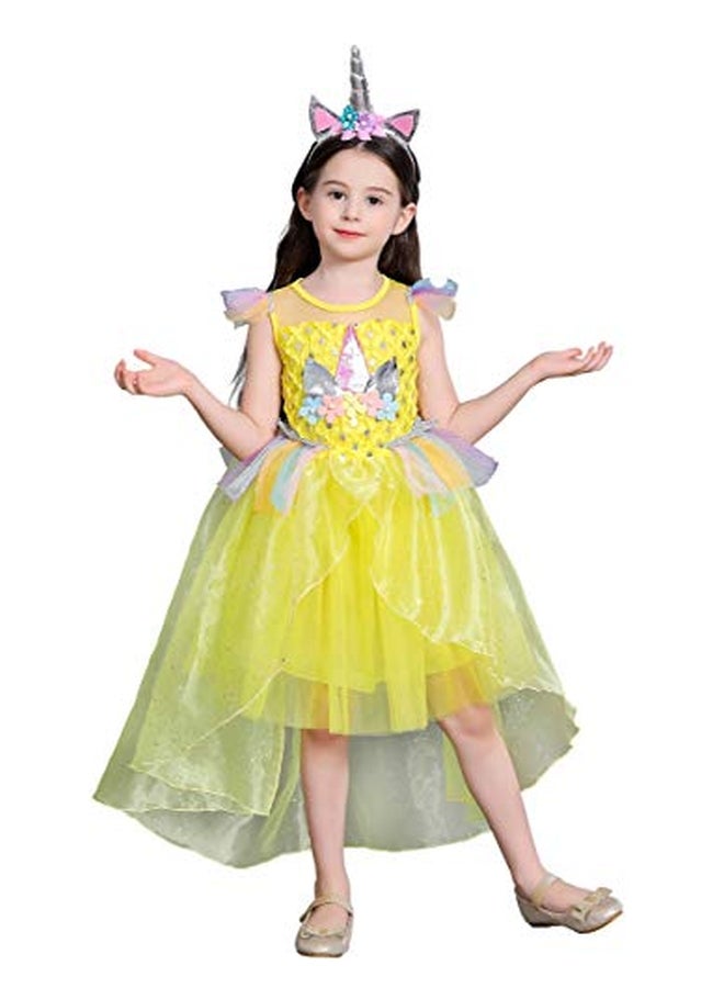 Girls Unicorn Dress Up Costume with Hair Hoop, Train