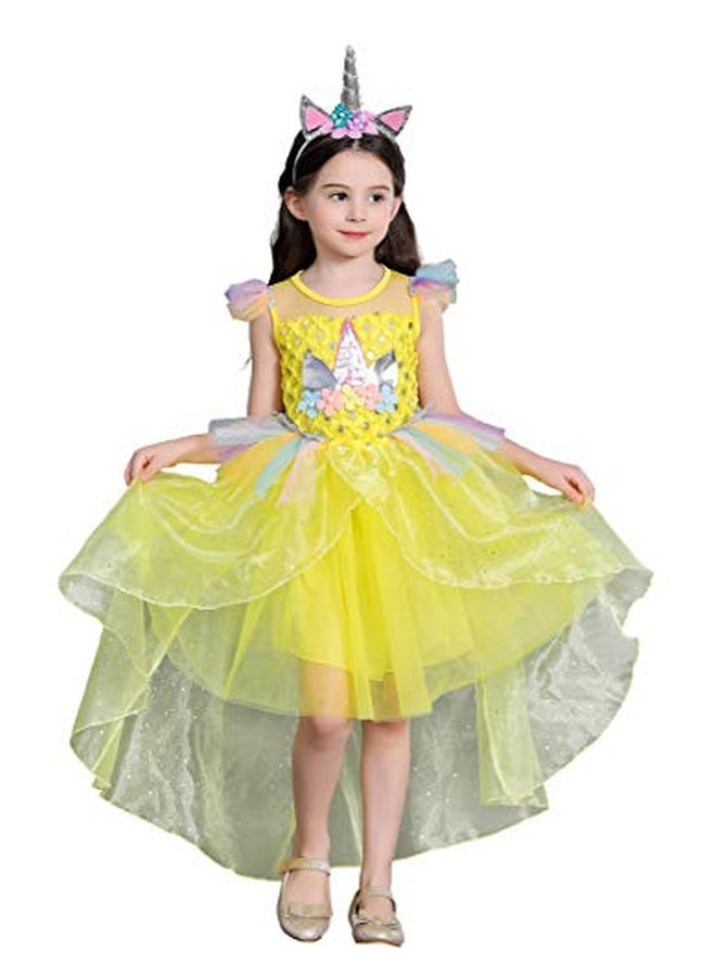 Girls Unicorn Dress Up Costume with Hair Hoop, Train