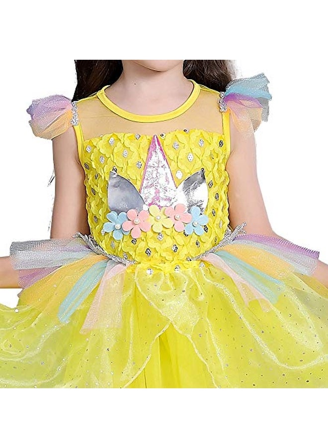 Girls Unicorn Dress Up Costume with Hair Hoop, Train