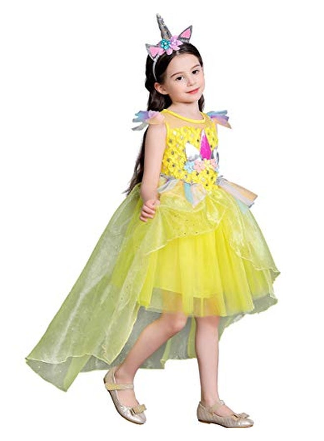 Girls Unicorn Dress Up Costume with Hair Hoop, Train