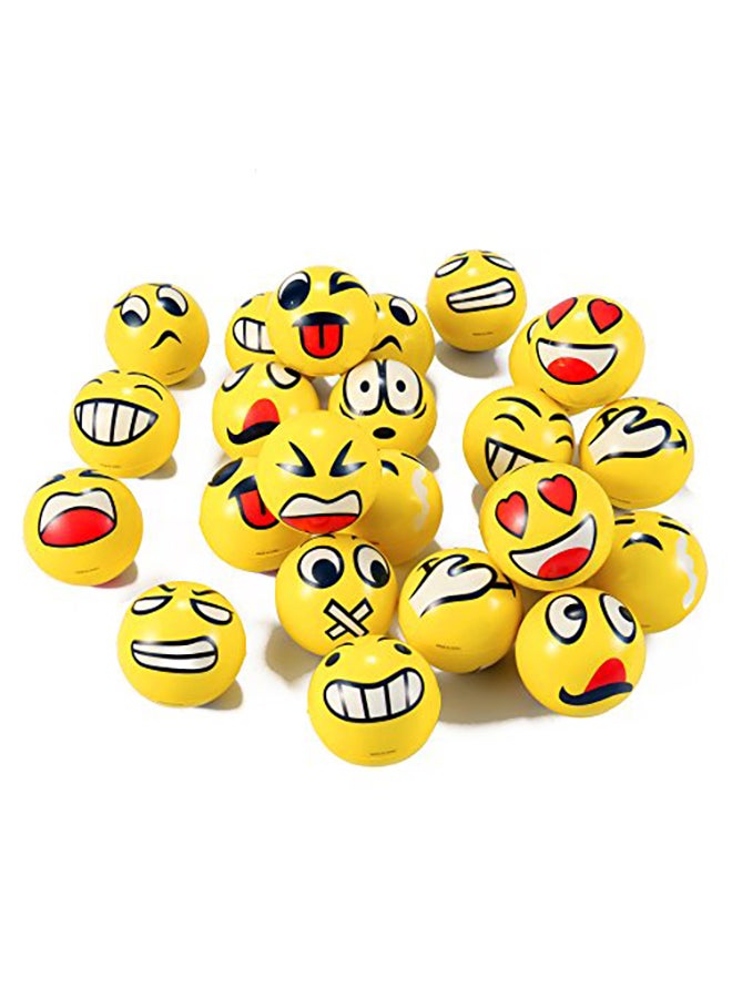 Liberty Imports Set of 24 Face Emoji Stress Balls Bulk - Soft Foam Stress Ball Squeeze Toys for Kids (3 inches)