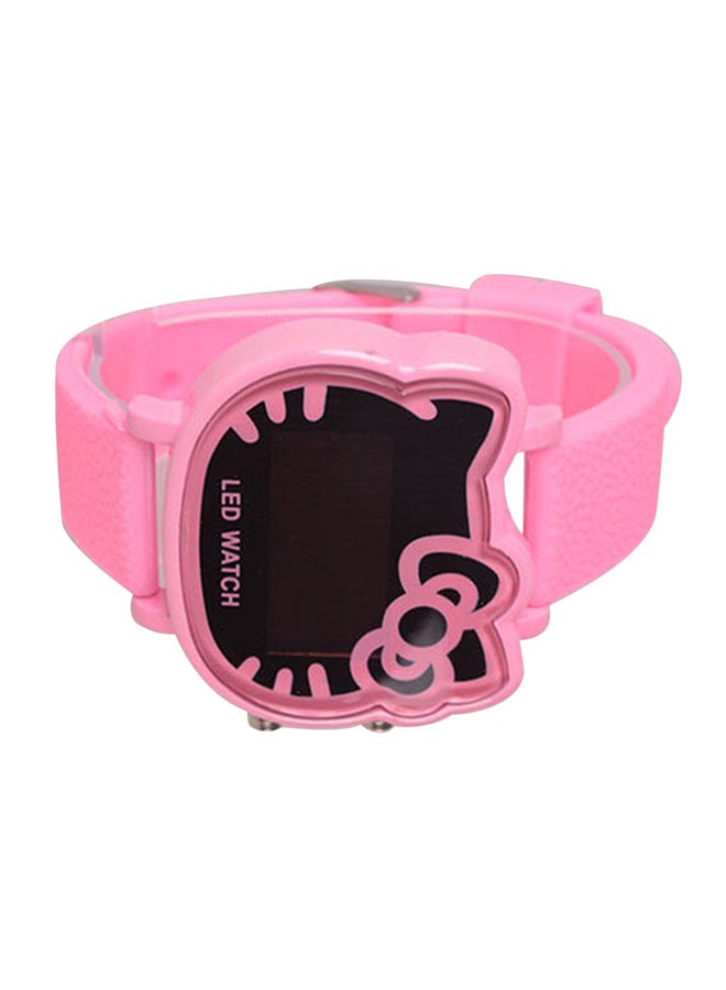 Cute Cartoon Cat Shape LED Electronic Watch Alloy Silicone Children Watch