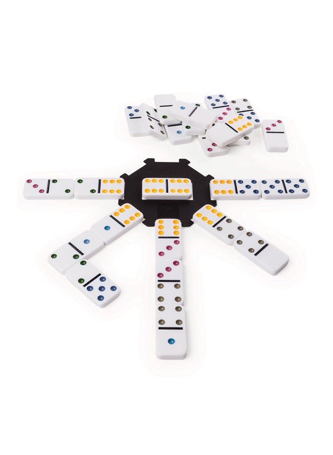 Classic Double 6 Colour Dominoes in Black & Gold Tin