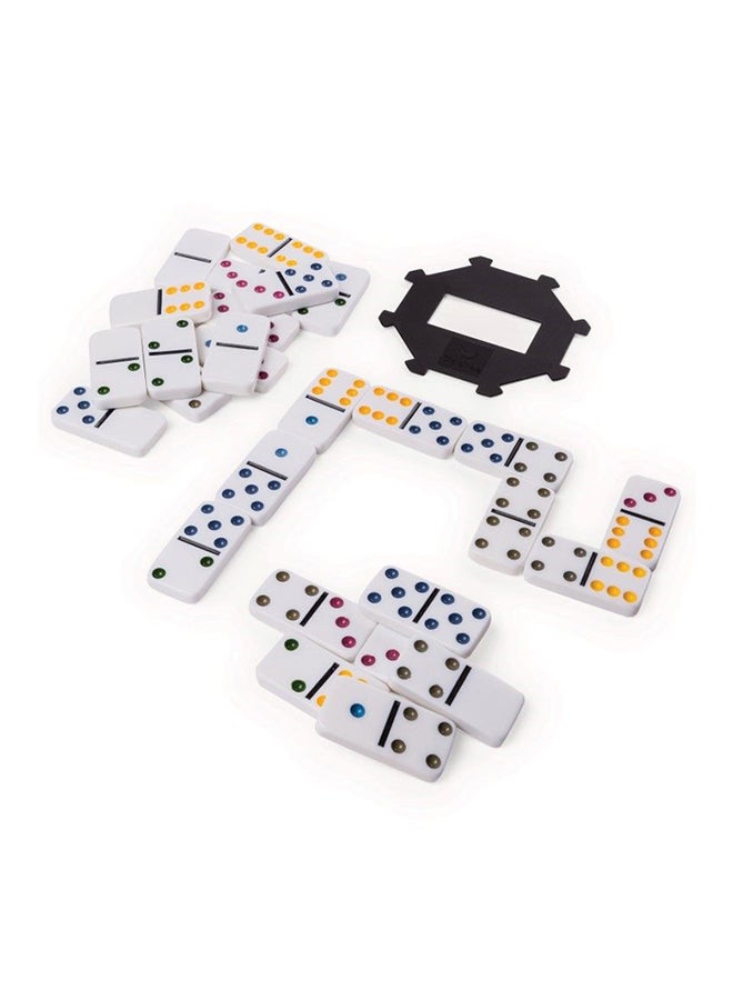 Classic Double 6 Colour Dominoes in Black & Gold Tin