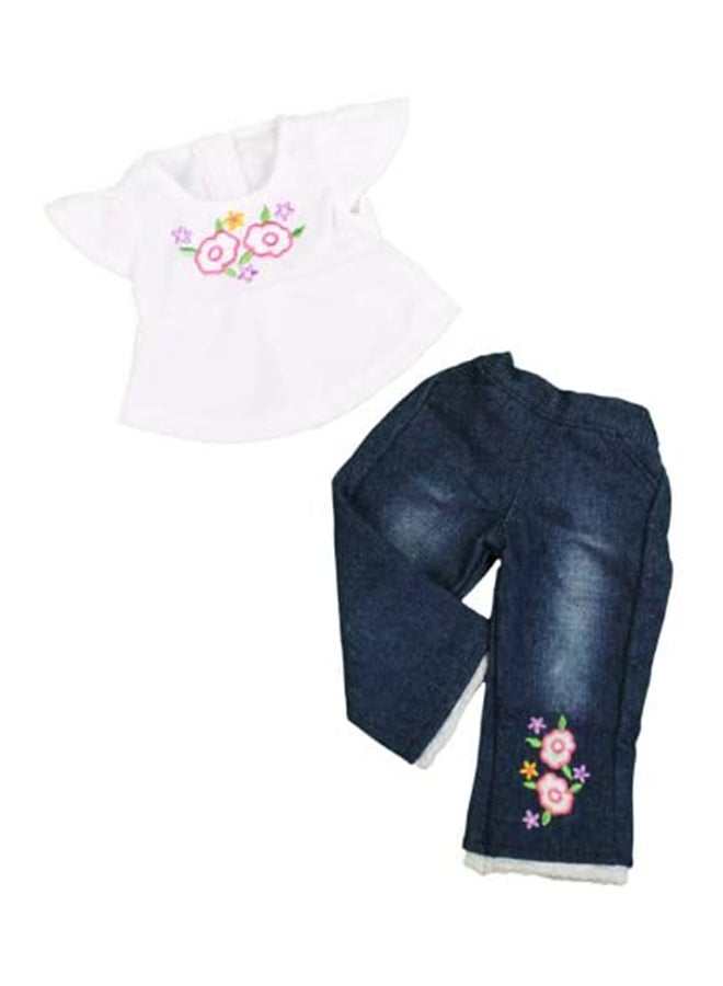 Flower Jeans And Shirt For American Doll