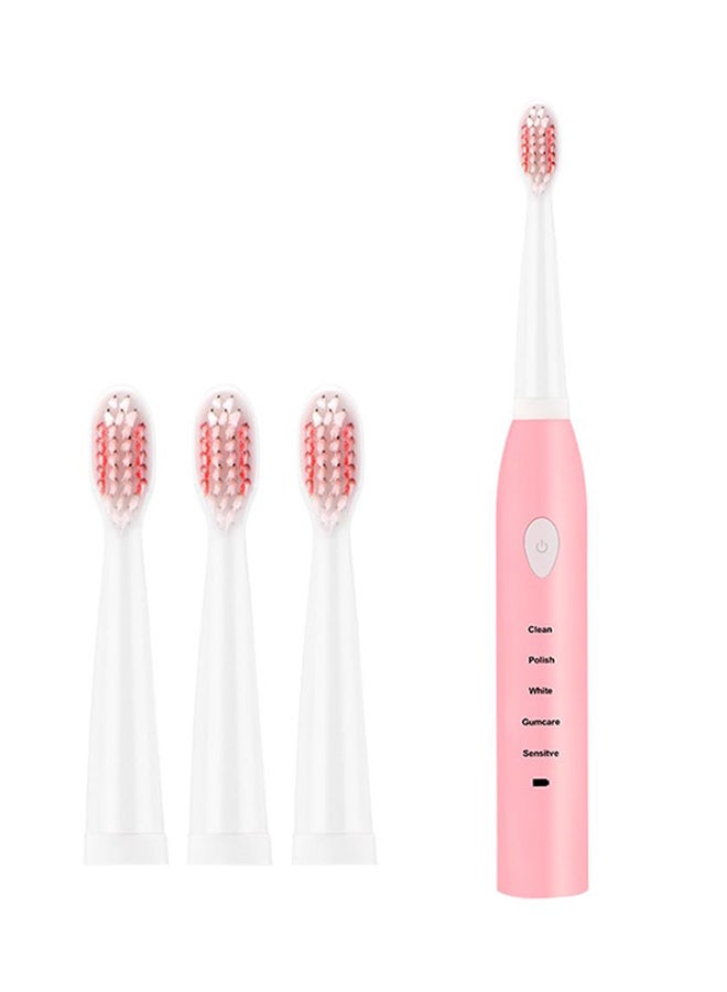 5 Mode Ultrasonic Electric Toothbrush Pink/White (200x 25x 25mm)
