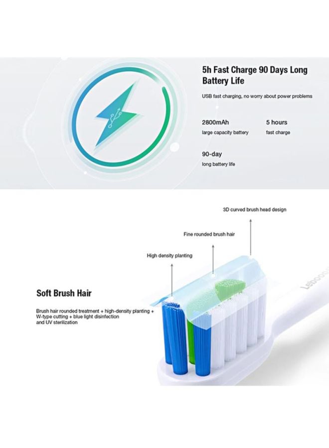 Electric Sonic Waterproof Toothbrush Kit Multicolour