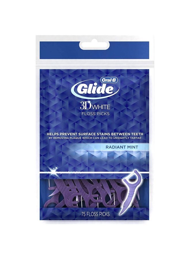 Pack Of 6 Glide 3D White Floss Pick Set Purple