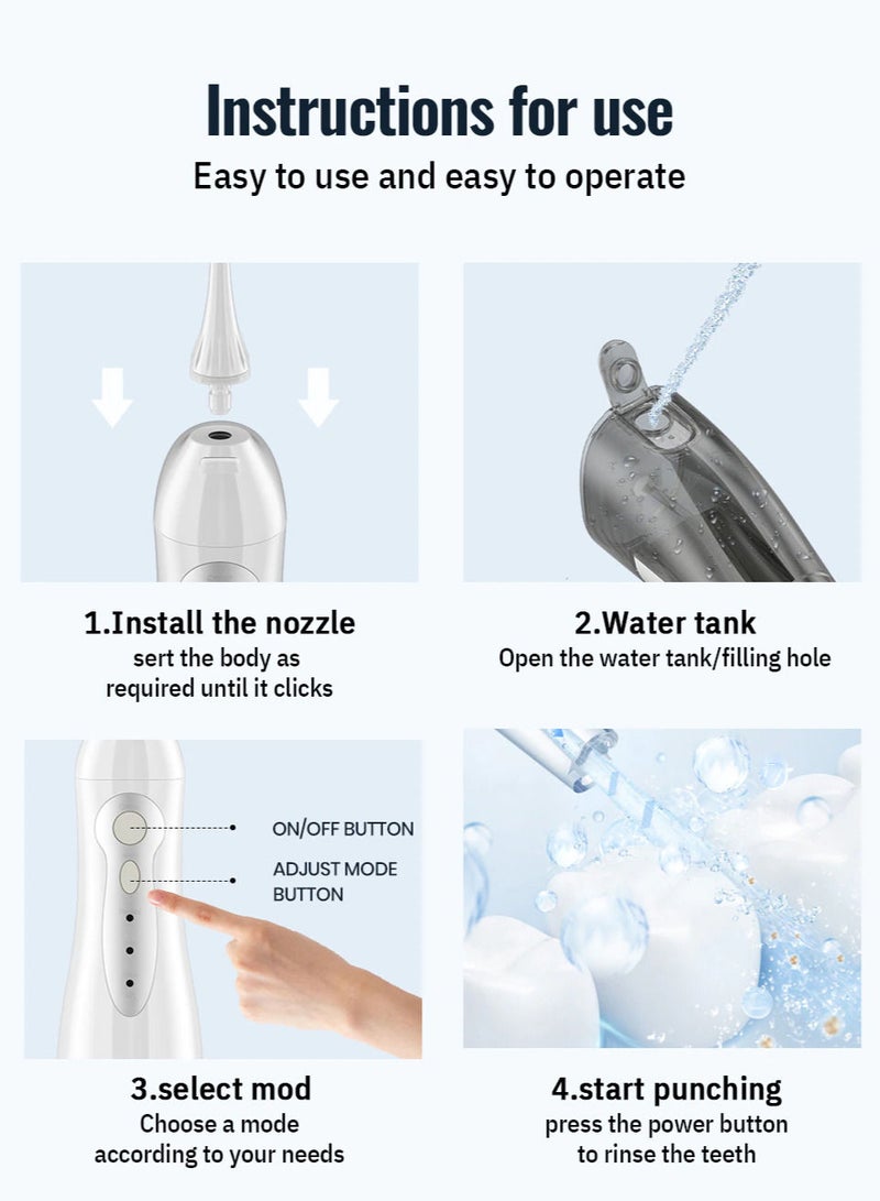 Oral Irrigator USB Rechargeable Water Flosser Portable Dental Water Jet 300ML Water Tank Waterproof Teeth Cleaner