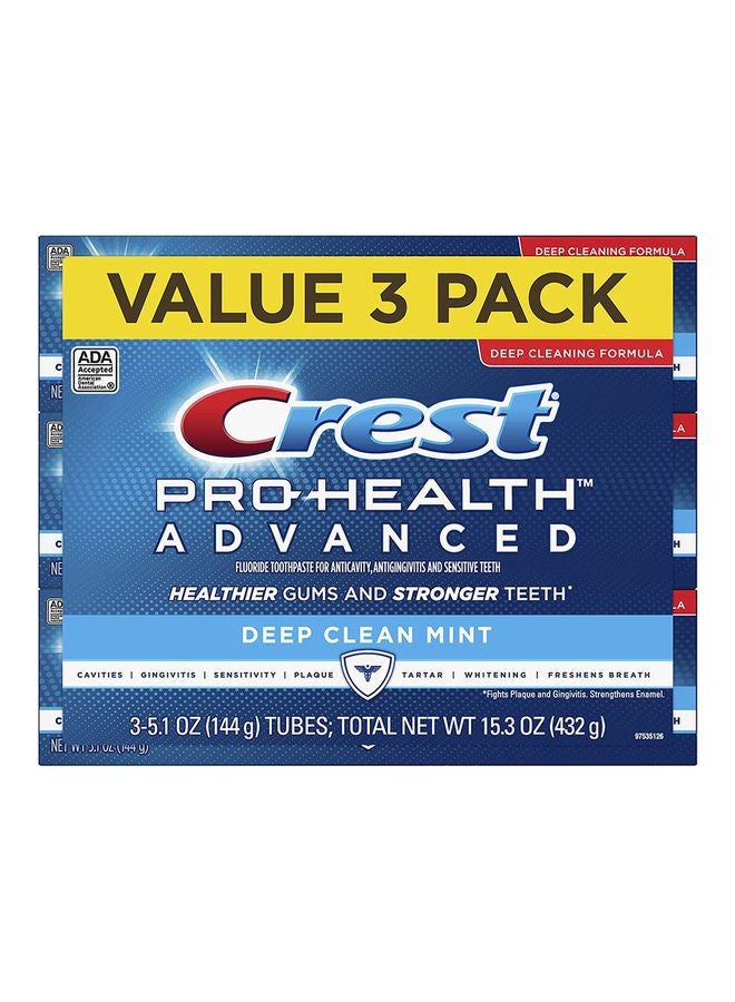 Pro Health Advanced Deep Clean Toothpaste Pack Of 3 Multicolour 432grams