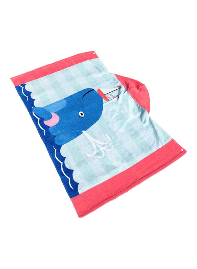 Whale Printed Hooded Cotton Towel Multicolour 127x76cm