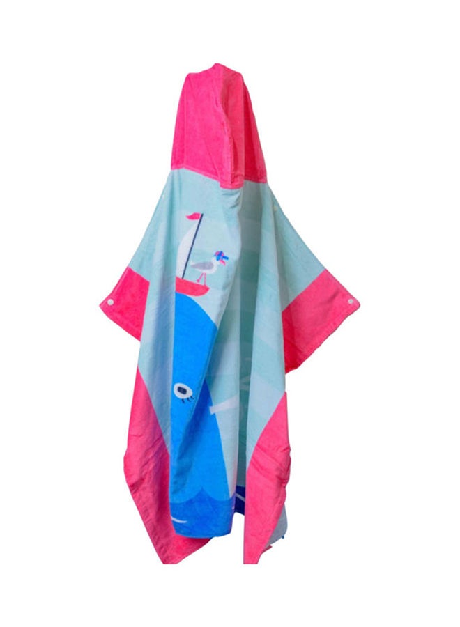 Whale Printed Hooded Cotton Towel Multicolour 127x76cm