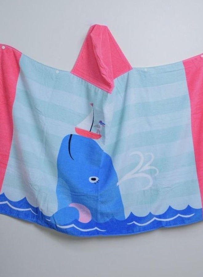 Whale Printed Hooded Cotton Towel Multicolour 127x76cm