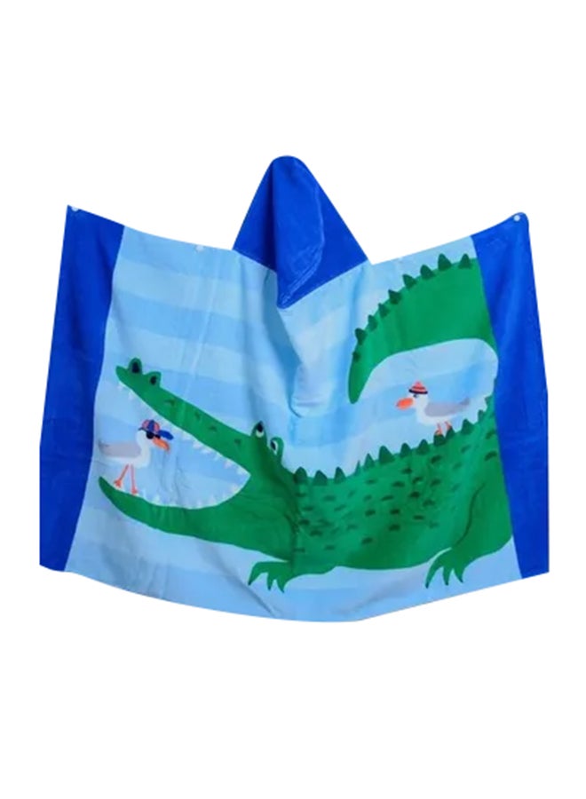 Crocodile Printed Hooded Cotton Towel Multicolour 127x76cm