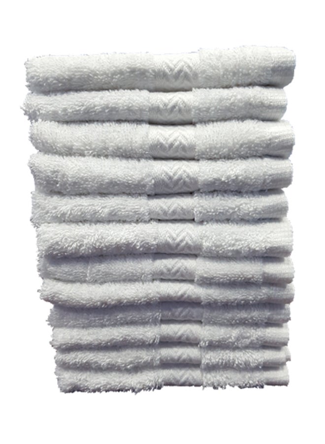 12 Piece- Premium Face Towel Set White 33x 33centimeter