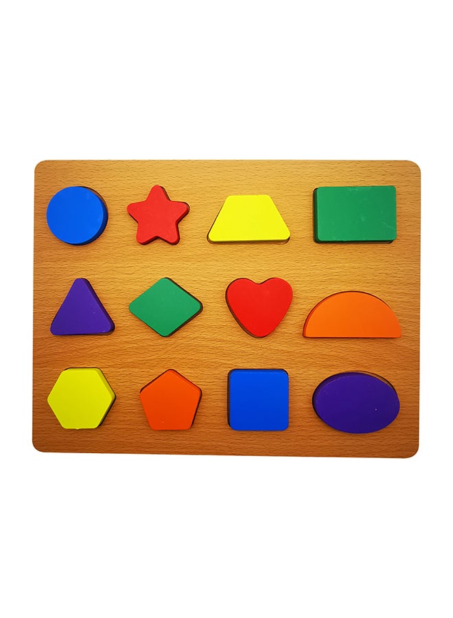 Wooden Geometric Shapes Montessori Puzzle Bricks Preschool Learning Educational Game 30 x 23cm