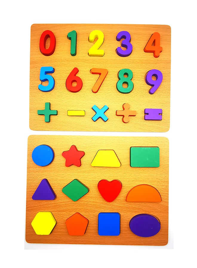 Wooden Numbers & Shapes Puzzle  Preschool Educational Toys 30 x 23cm