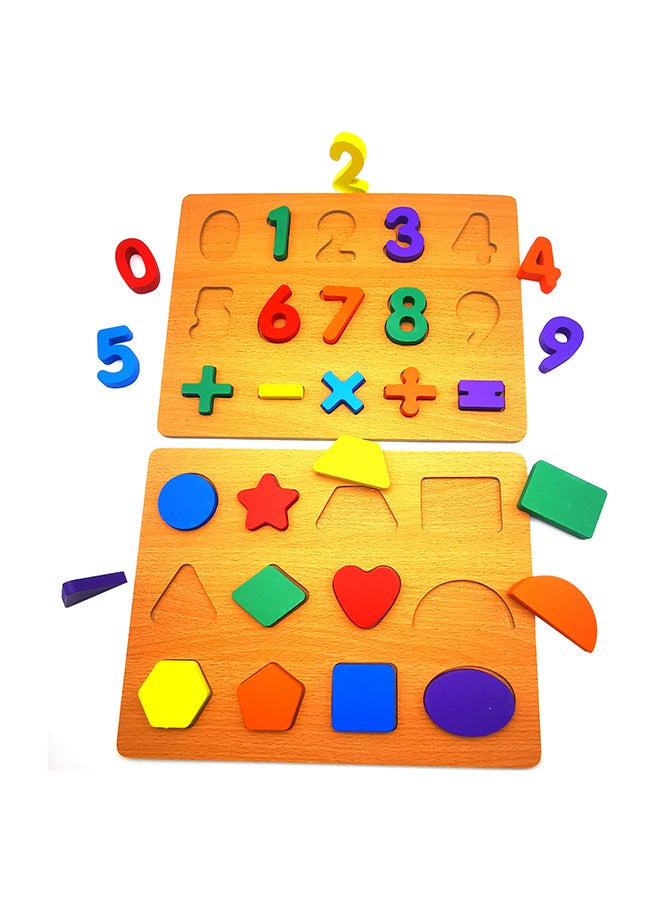 Wooden Numbers & Shapes Puzzle  Preschool Educational Toys 30 x 23cm