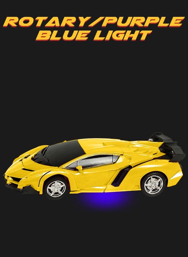GROIC Remote Control Transform Toy with Lights Deformation Rechargeable Rotating Stunt Race Car for Kids