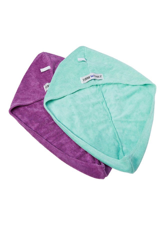 Microfiber Hair Towel (2 Pack) Aqua-Purple Aqua/Purple