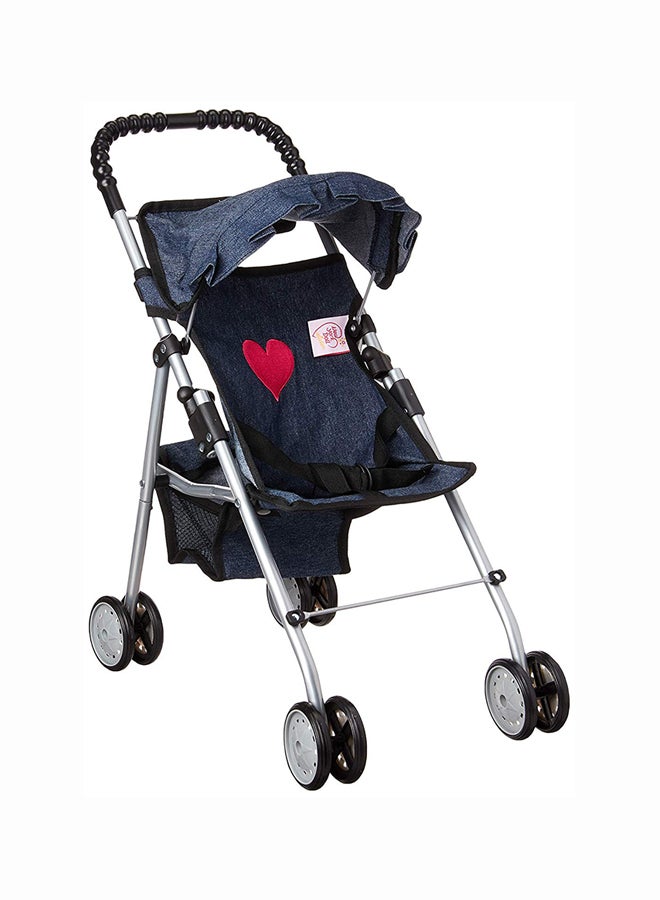 Denim Doll Stroller With Stable Wheels