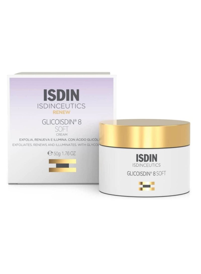 ISDIN Isdinceutics Glicoisdin 8 Soft Exfoliating and Renewing Glycolic Acid Face Cream for All Skin Types